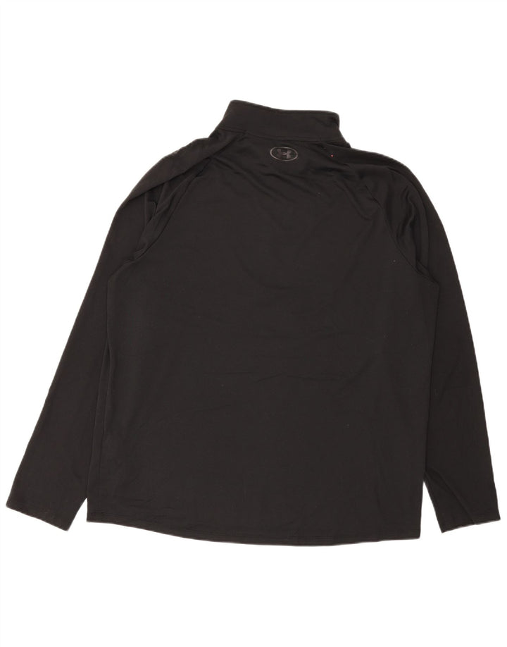 Under Armour da uomo con zip e collo ampio, vestibilità ampia, manica lunga, XL, poliestere nero