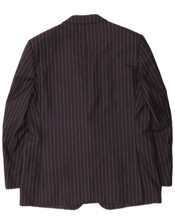 Giacca blazer da uomo a 2 bottoni Aquascutum UK 48 3XL Lana gessata blu navy