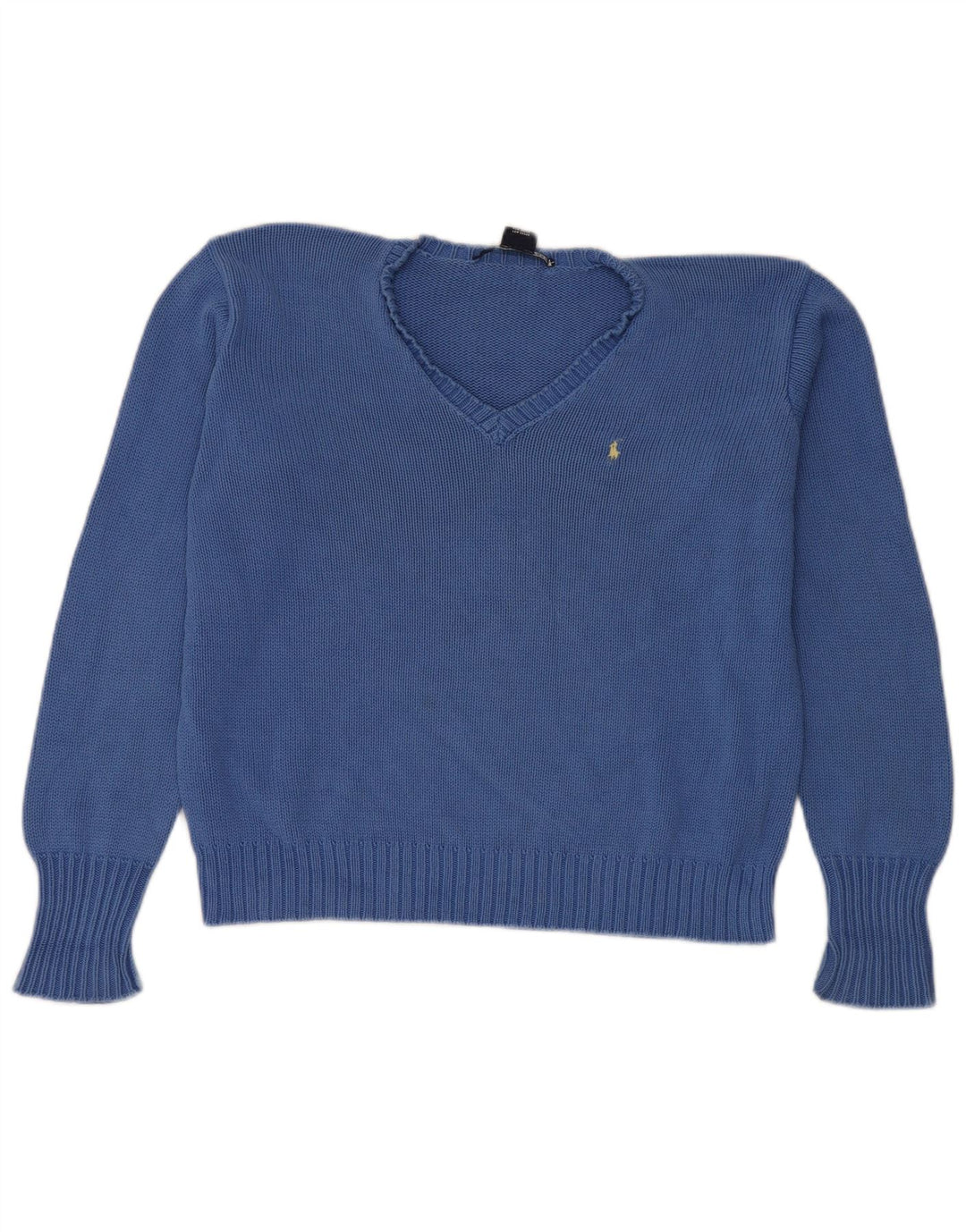 Maglione maglione oversize con scollo a V corto da donna Ralph Lauren UK 14 Blu medio