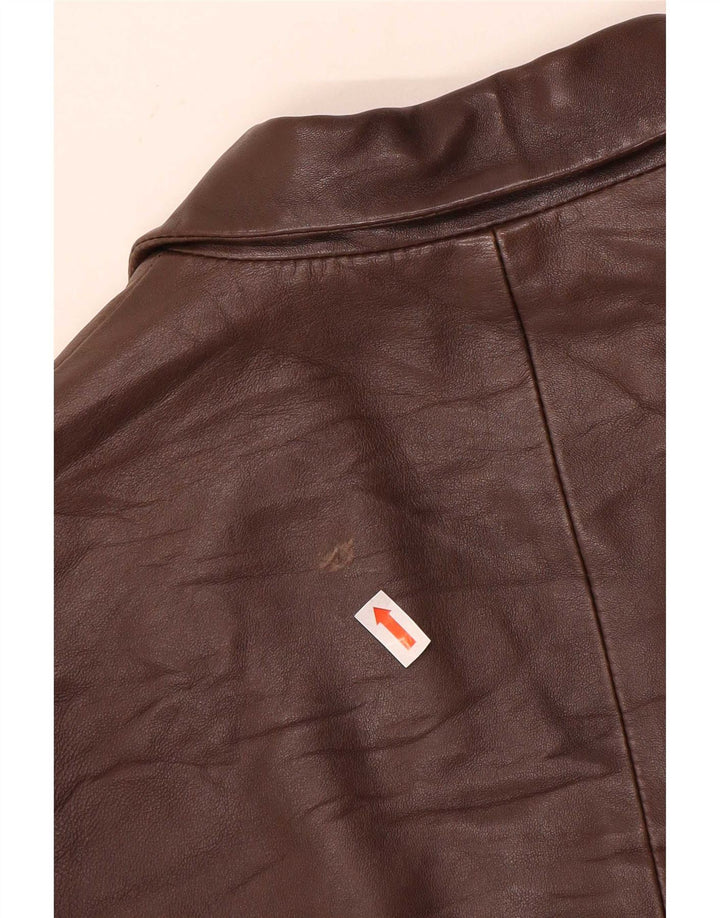 Giacca blazer in pelle da donna a 3 bottoni Evolution IT 48 XL Blocco colore marrone