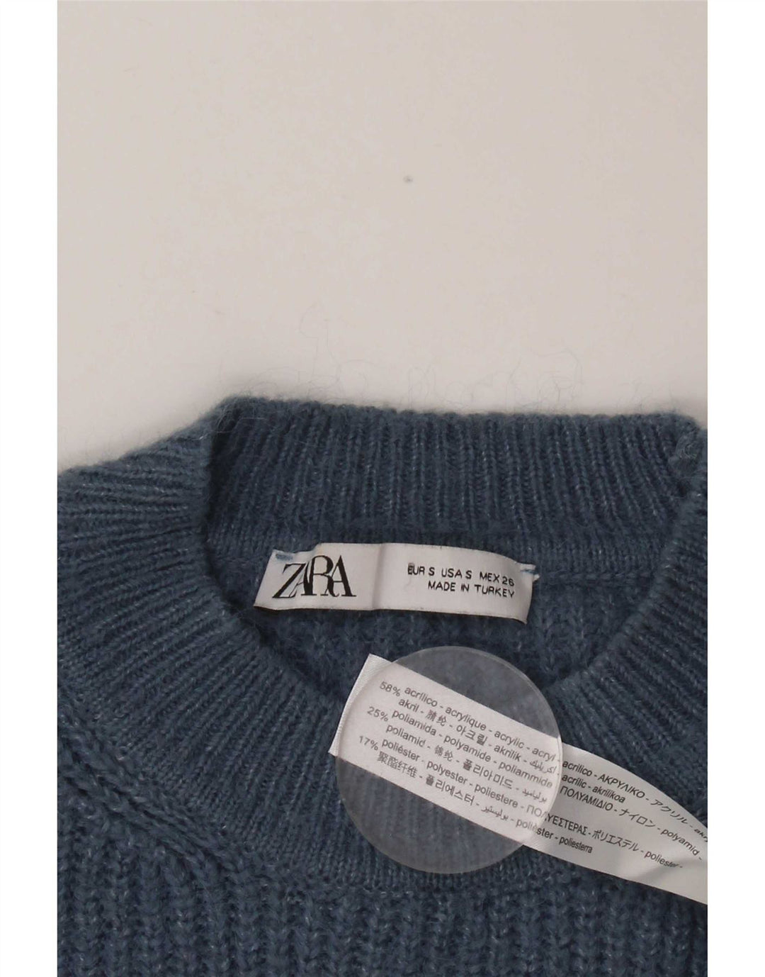 Maglione girocollo oversize da donna Zara UK 10 piccolo acrilico blu