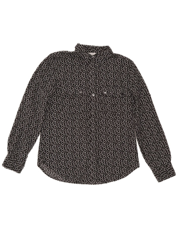 Calvin Klein Camicia grafica da donna Camicetta UK 10 Small Black Designer