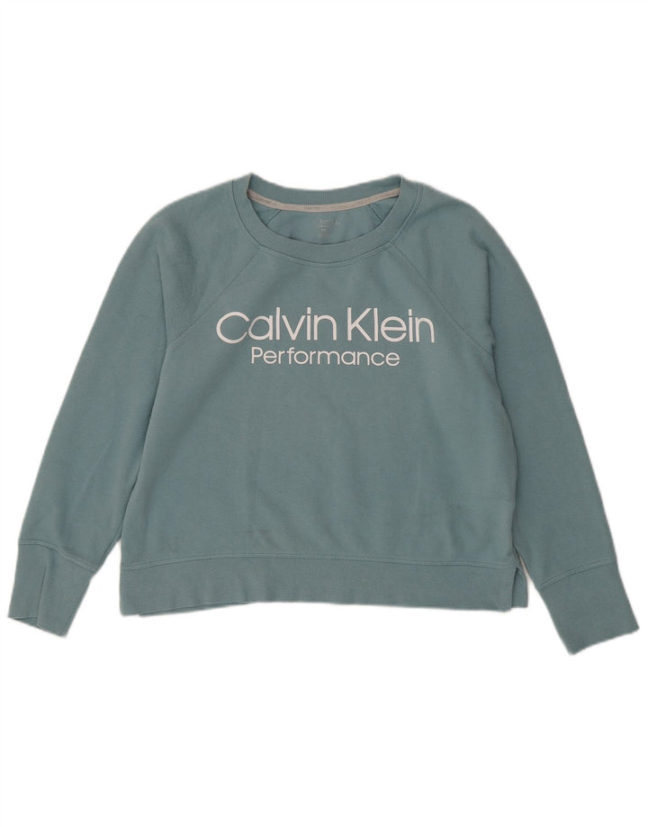 CALVIN KLEIN Felpa oversize da donna Maglione UK 10 Small Verde