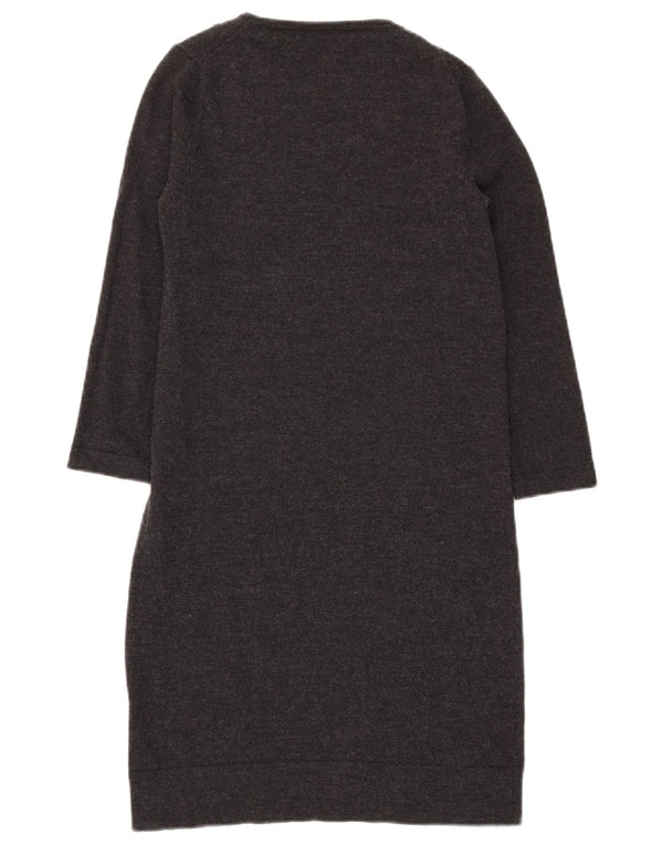 JAEGER Womens 3/4 Sleeve Jumper Dress UK 10 Small Grey Wool