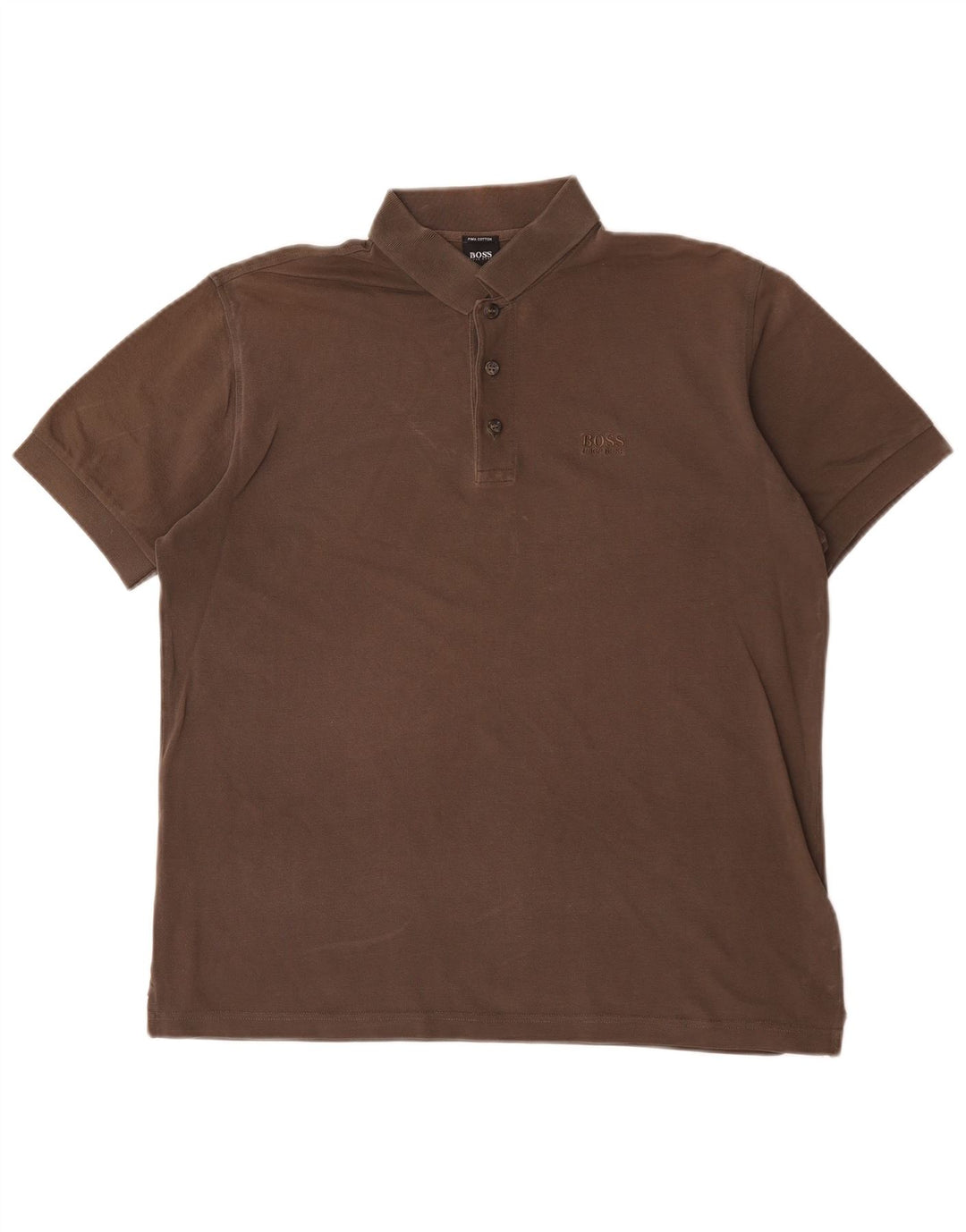 Polo da uomo Hugo Boss in cotone marrone medio