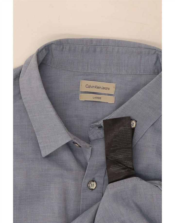 Camicia da uomo Calvin Klein Jeans Large in cotone blu
