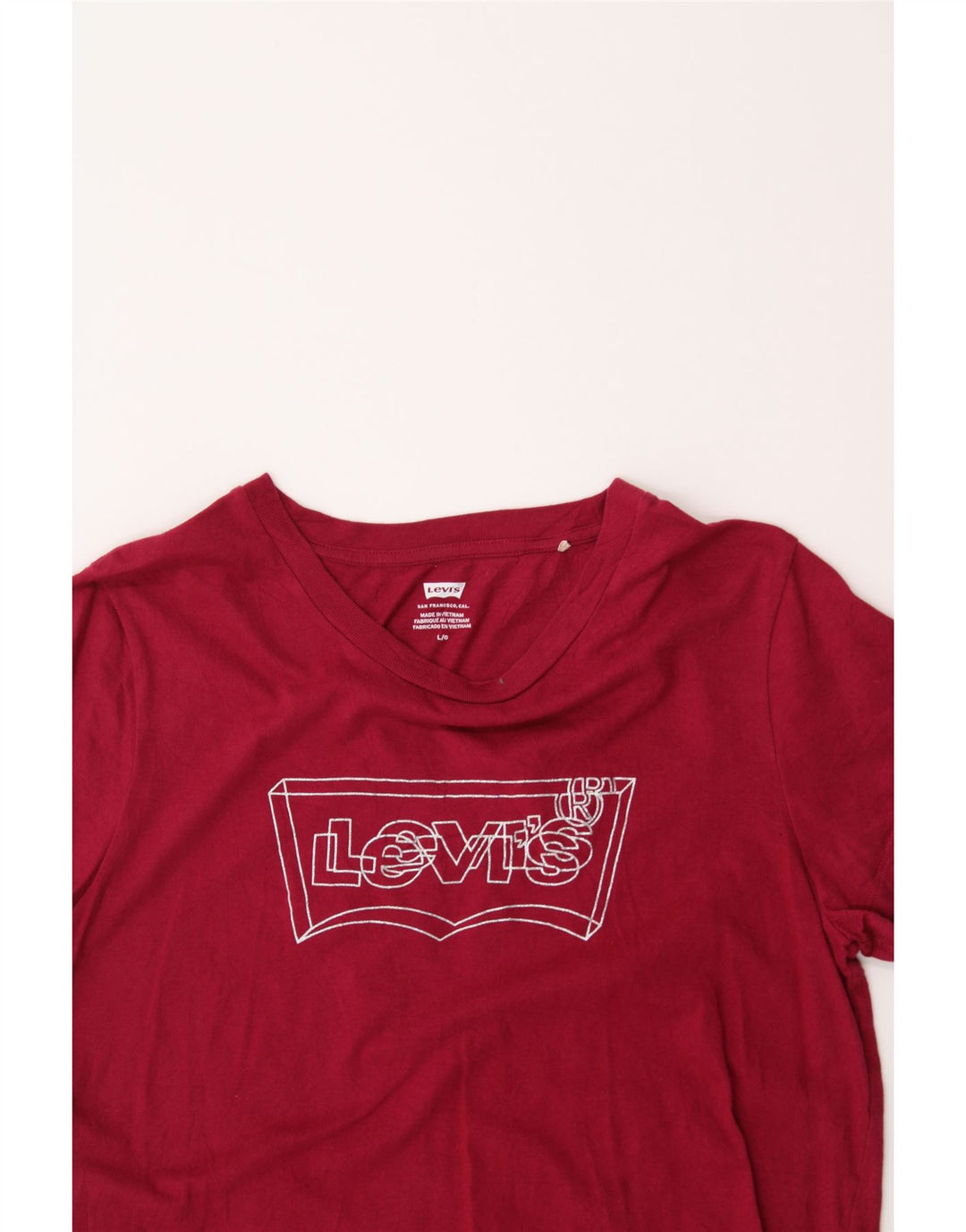 LEVI'S Womens Graphic T-Shirt Top UK 14 Large Red Cotton Vintage Levi's and Second-Hand Levi's from Messina Hembry 