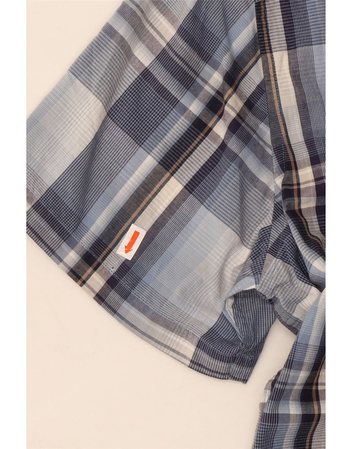 MICHAEL KORS Camicia da uomo a maniche corte in cotone a quadri blu grandi