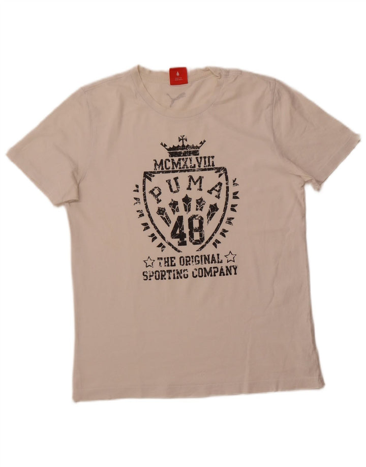 T-shirt grafica da uomo PUMA Top Small in cotone bianco