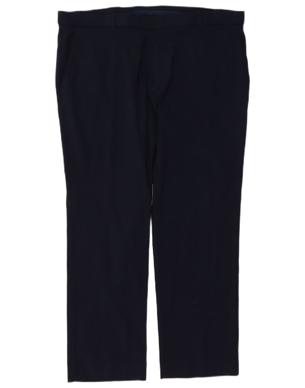 TOMMY HILFIGER Pantaloni chino dritti da uomo W38 L29 Rayon blu navy