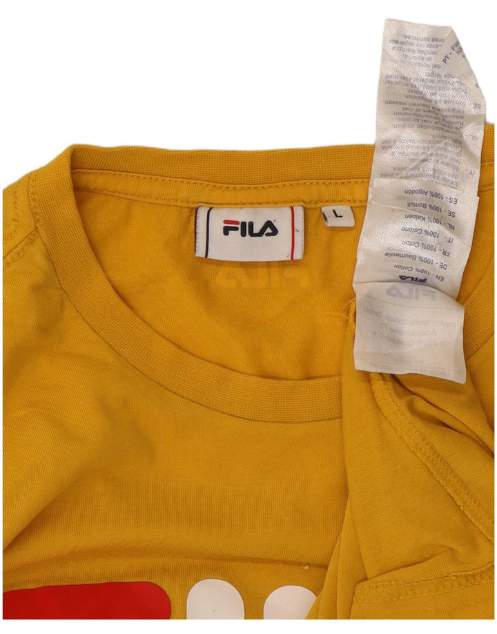 T-shirt grafica da uomo Fila Top Large in cotone giallo