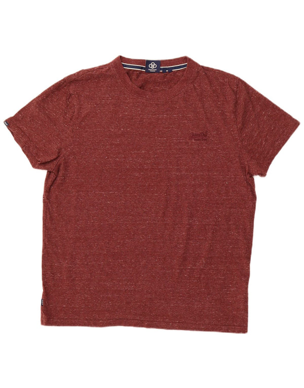 T-shirt da uomo SUPERDRY Top 2XL cotone screziato bordeaux