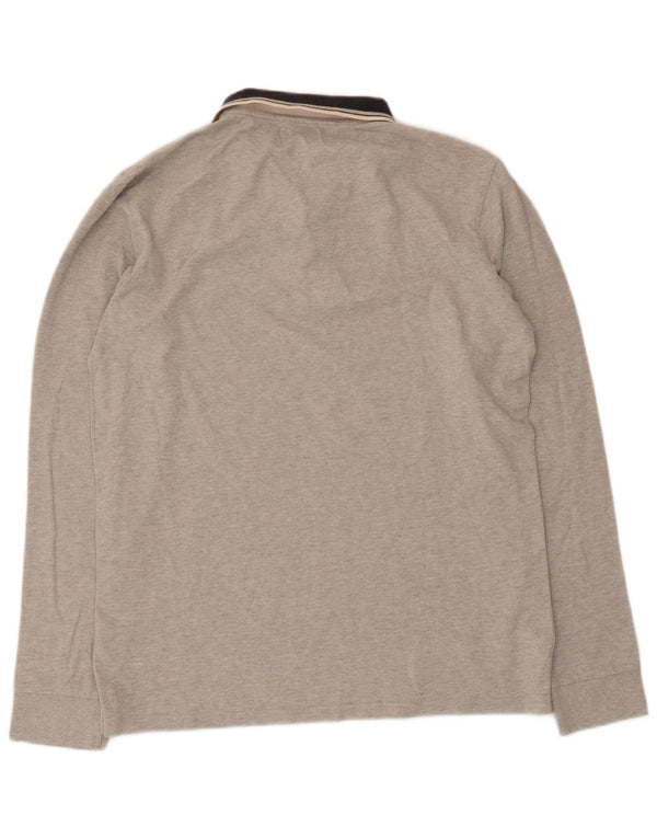 Polo Kappa da uomo a maniche lunghe 2XL in cotone chiazzato grigio