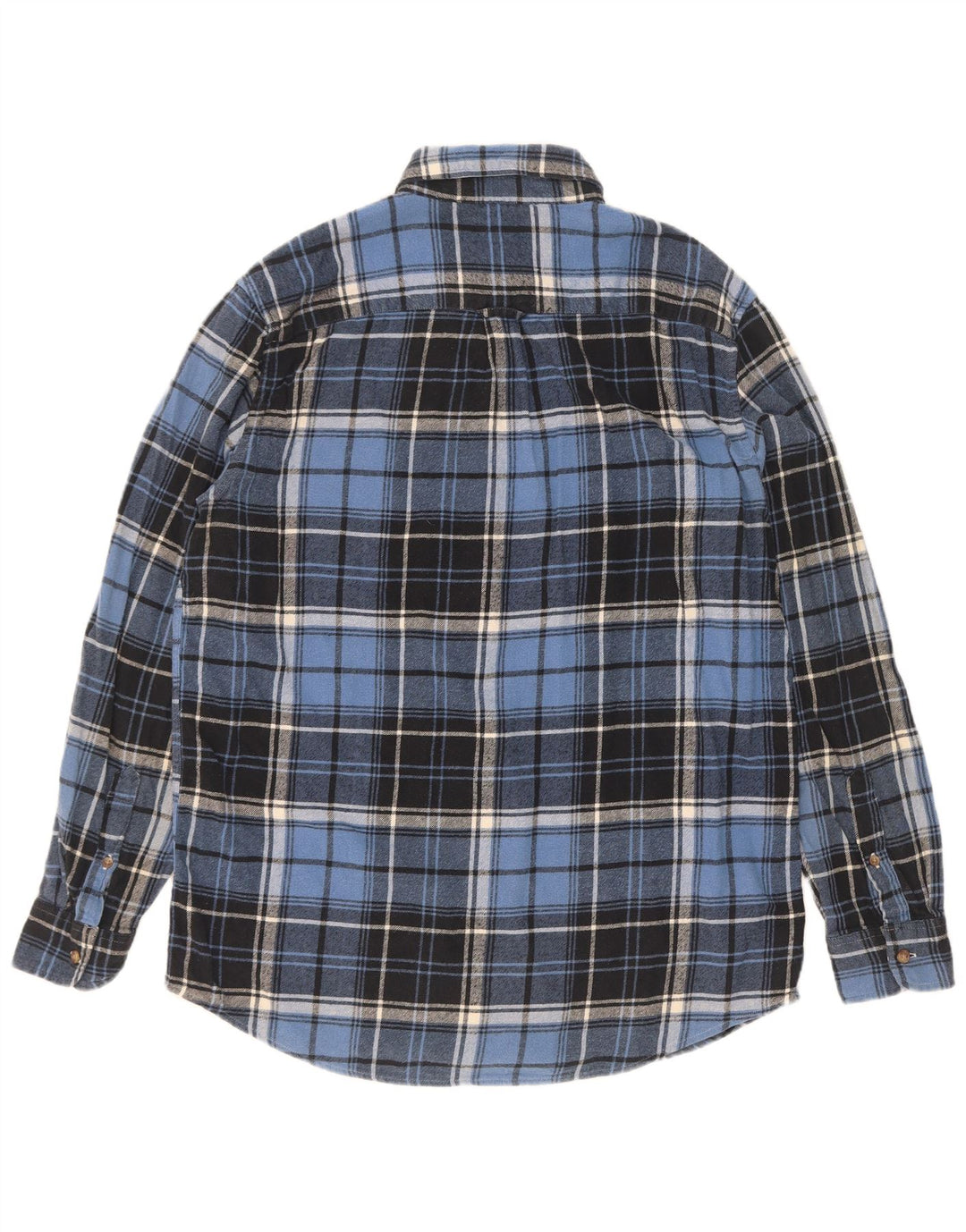 Camicia da uomo in flanella di cotone a quadri blu medio