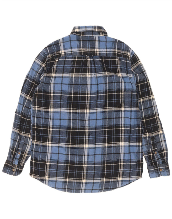 Camicia da uomo in flanella di cotone a quadri blu medio