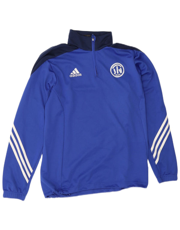 Adidas Uomo Graphic Zip Collo Pullover Tuta Top Large Blu Colourblock