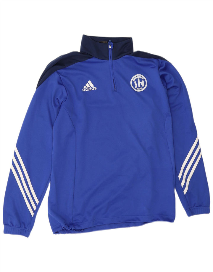 Adidas Uomo Graphic Zip Collo Pullover Tuta Top Large Blu Colourblock