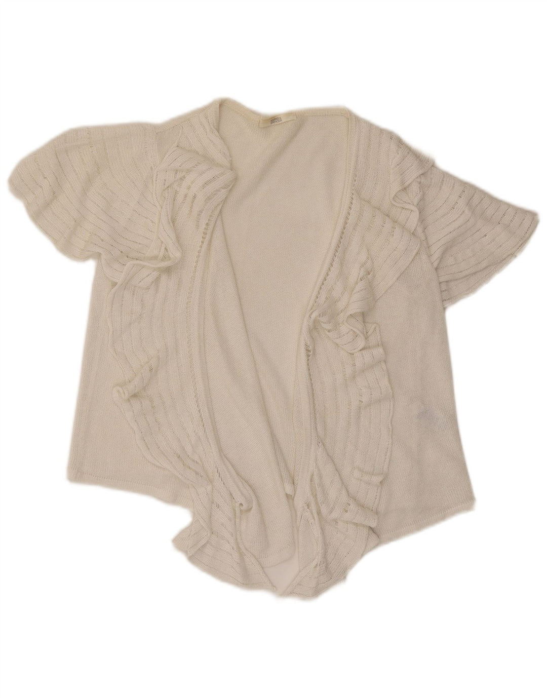 Marks & Spencer Top cardigan aperto sul davanti con volant da donna UK 16 grande bianco