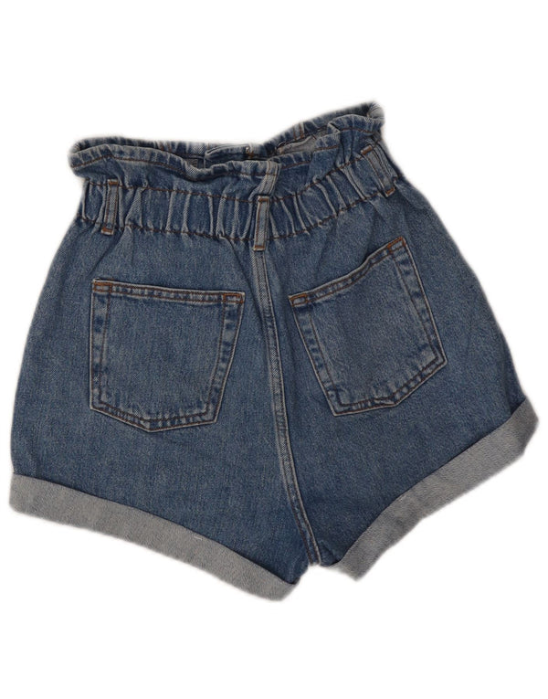 Topshop Pantaloncini di jeans a vita alta Petite da donna UK 6 XS W22 Poliestere blu
