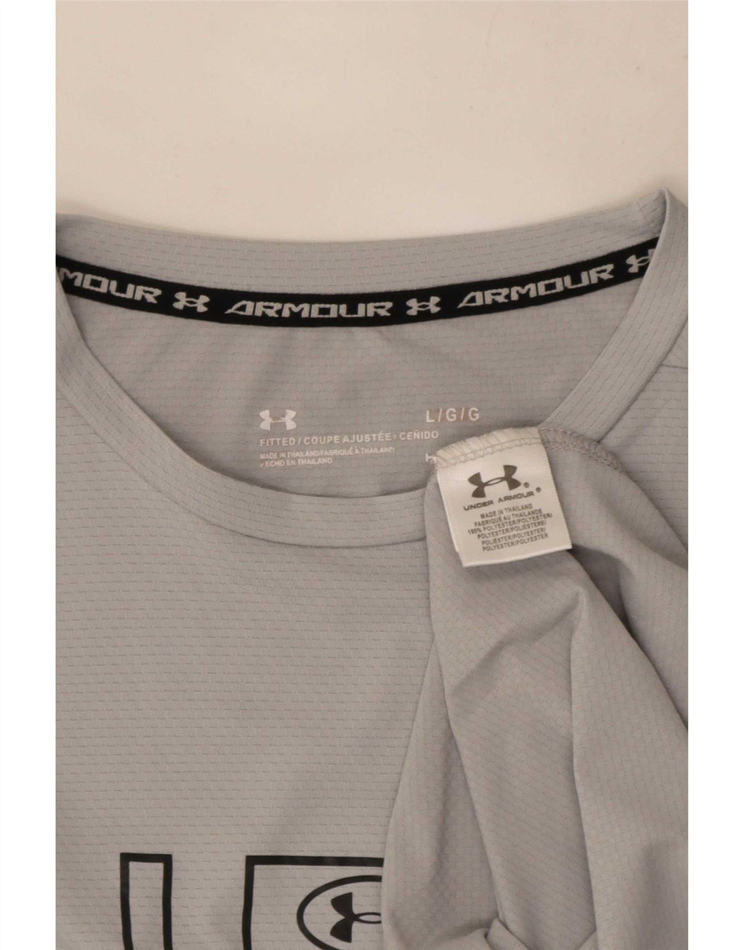 T-shirt grafica da uomo Under Armour Top grande in poliestere grigio
