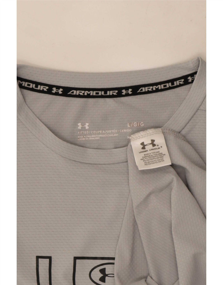 T-shirt grafica da uomo Under Armour Top grande in poliestere grigio