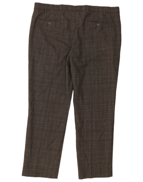 Pantaloni da abito dritti Regular Fit Marks & Spencer da uomo W40 L29 a quadri grigi