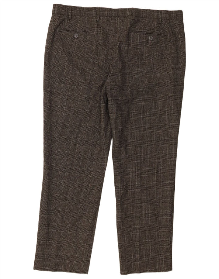 Pantaloni da abito dritti Regular Fit Marks & Spencer da uomo W40 L29 a quadri grigi