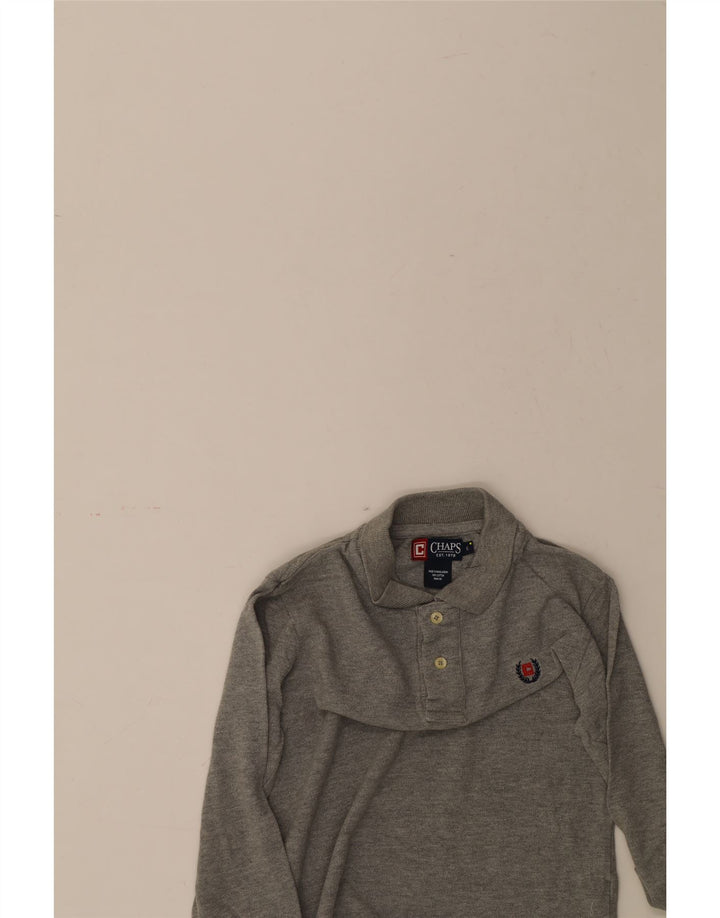 CHAPS Boys Long Sleeve Polo Shirt 5-6 Years Grey Cotton Vintage Chaps and Second-Hand Chaps from Messina Hembry 