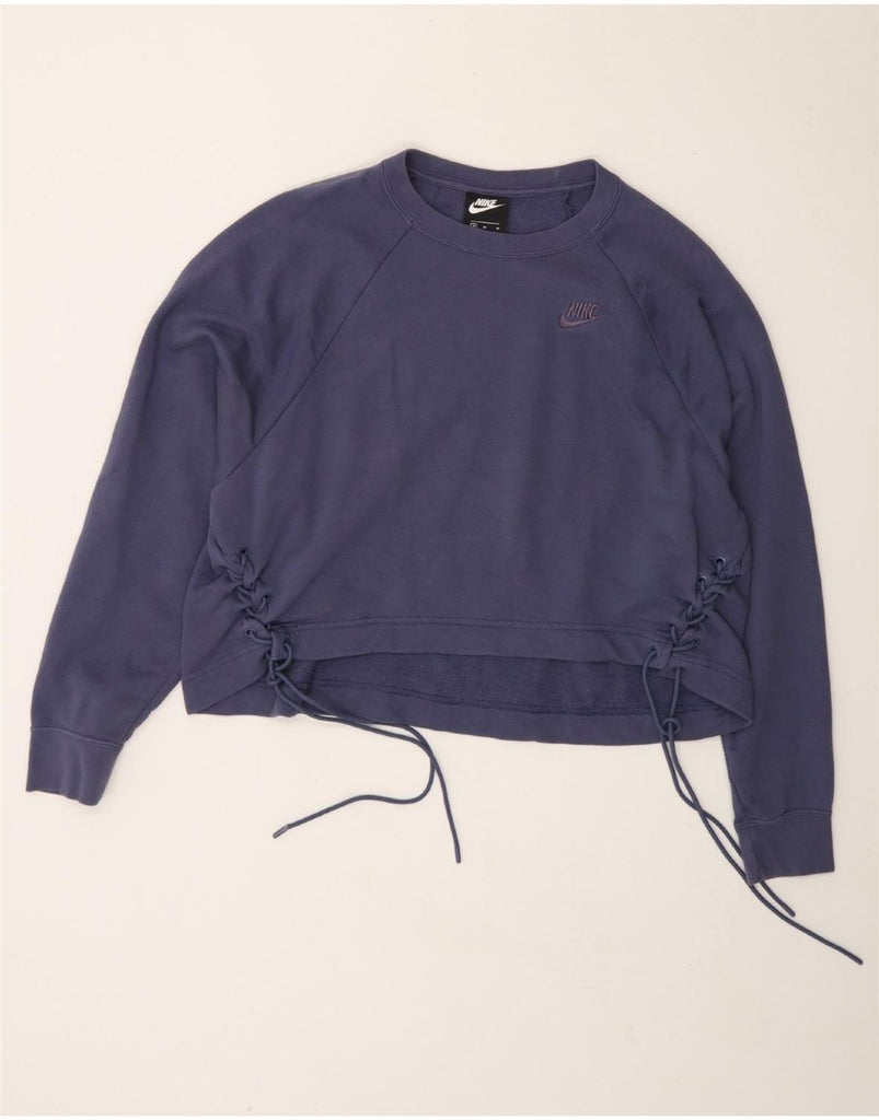 NIKE Womens Oversized Sweatshirt Jumper UK 14 Medium Navy Blue Cotton Vintage Nike and Second-Hand Nike from Messina Hembry 