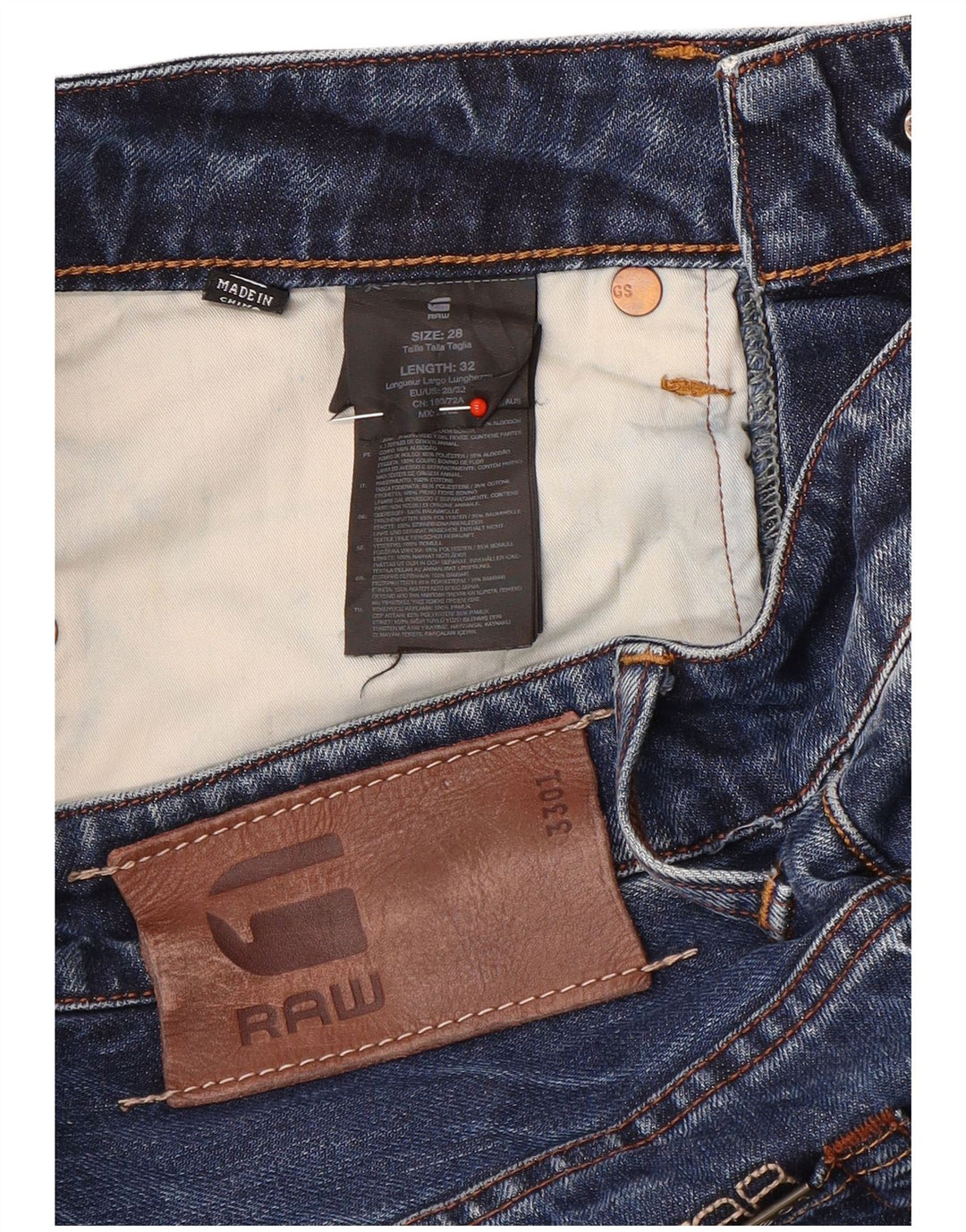 Jeans slim da uomo G-Star 3301 W28 L32 cotone blu