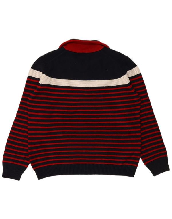 NAVIGARE Womens Zip Neck Jumper Sweater UK 20 2XL Navy Blue Striped