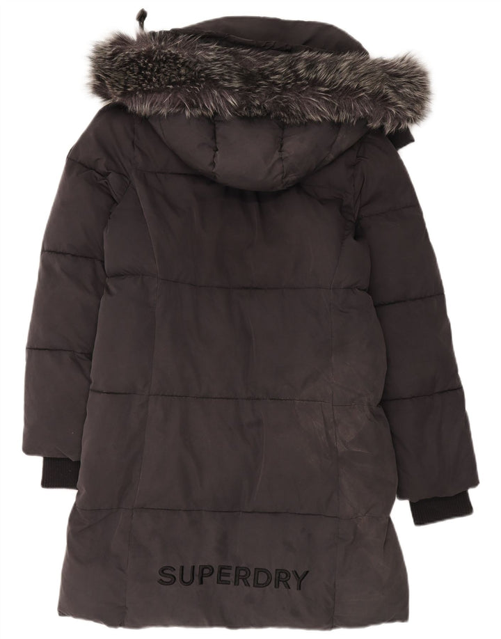 Cappotto imbottito oversize con cappuccio da donna Superdry UK 10 piccolo poliestere grigio