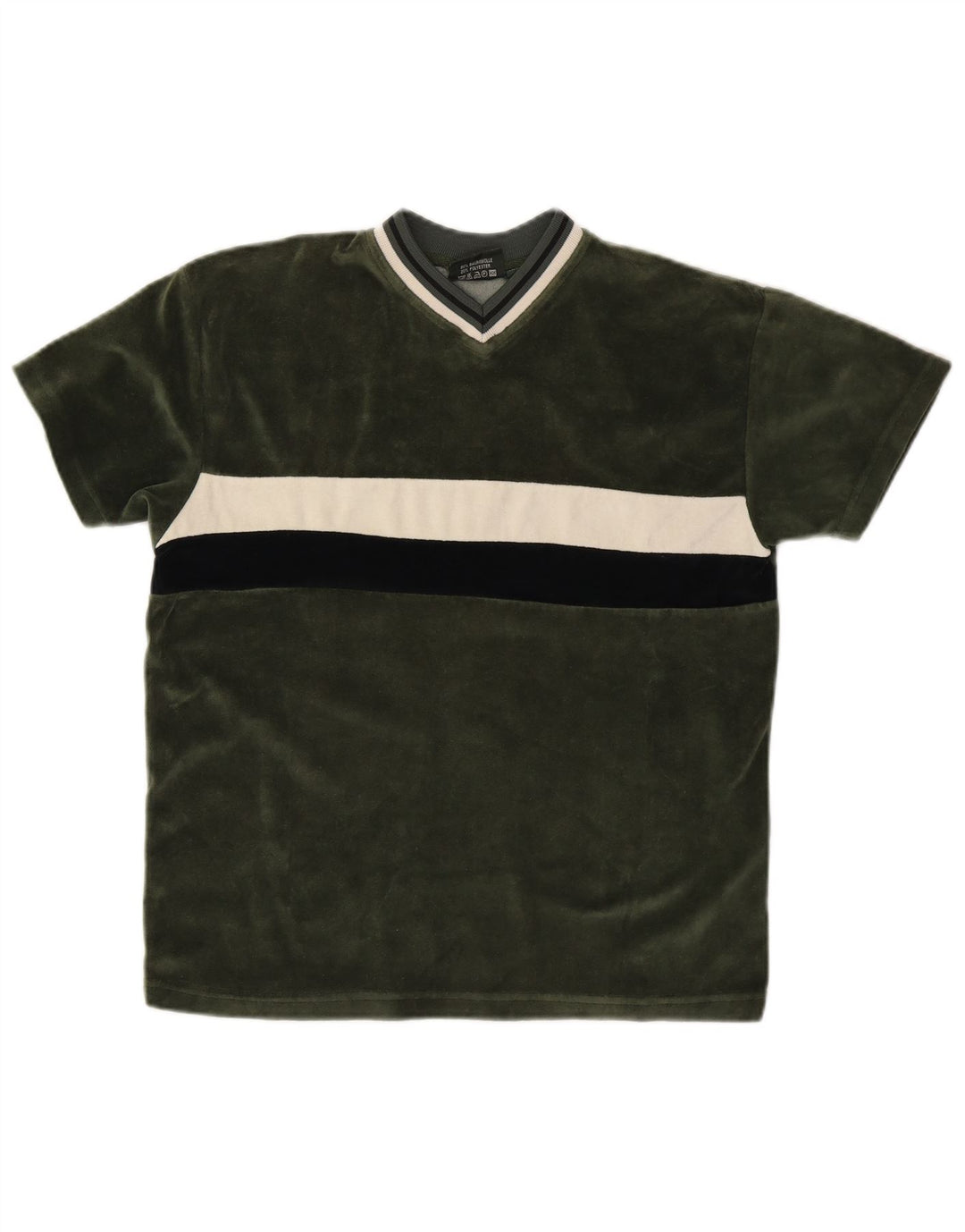 T-shirt VINTAGE per ragazzi 12-13 anni in cotone color block verde medio