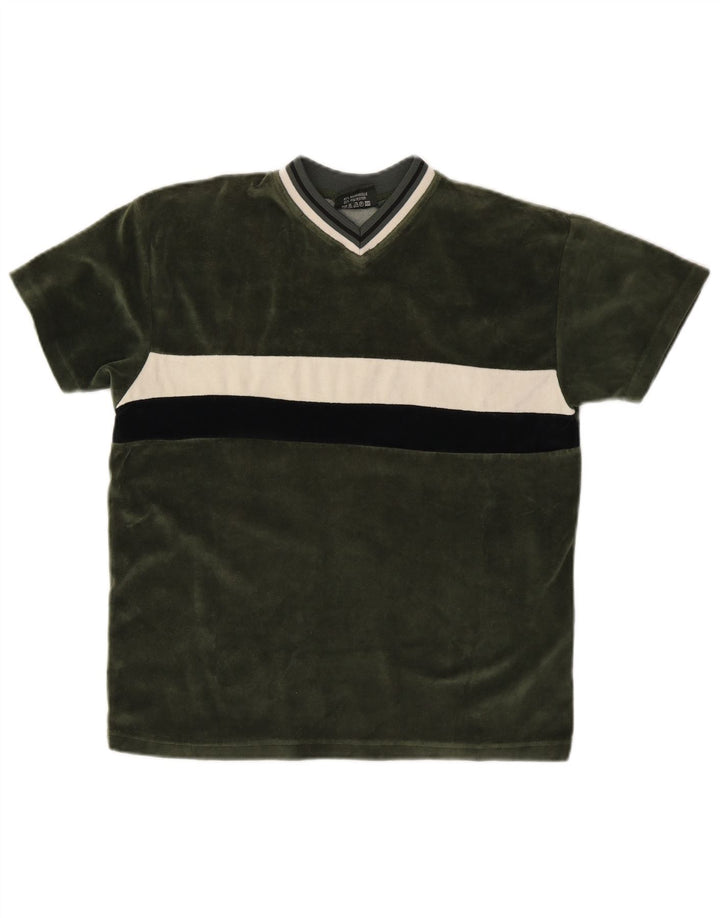 T-shirt VINTAGE per ragazzi 12-13 anni in cotone color block verde medio