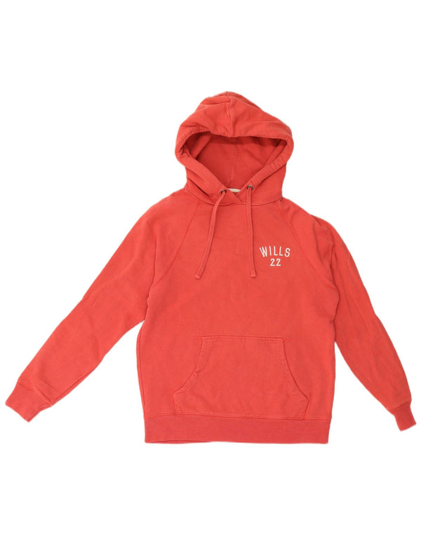 Maglione con cappuccio grafico da donna Jack Wills UK 8 piccolo cotone rosso