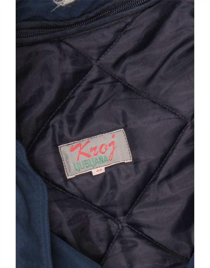 Giacca imbottita ampia con cappuccio vintage da uomo EU 46 piccola blu navy