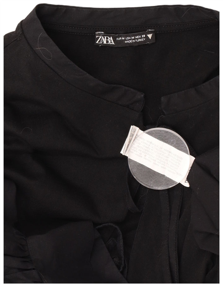 Top Zara da donna con maniche a 3/4, taglia UK 14, cotone nero medio