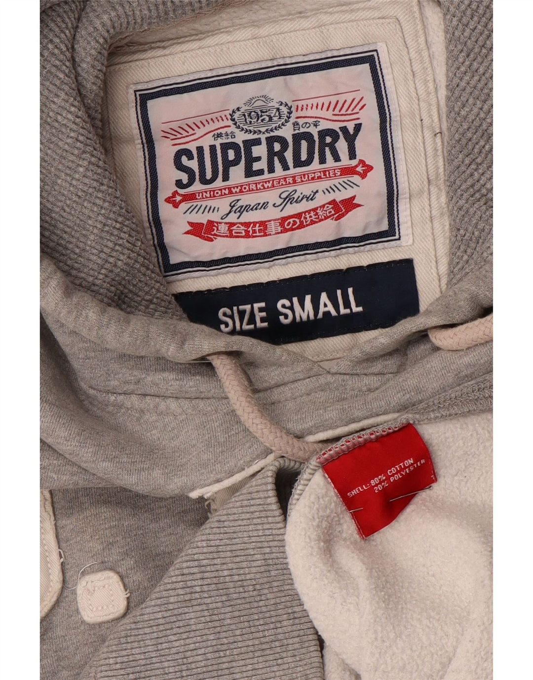 Felpa con cappuccio grafica da uomo Superdry Small in cotone grigio
