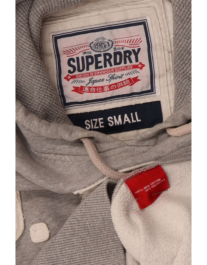 Felpa con cappuccio grafica da uomo Superdry Small in cotone grigio