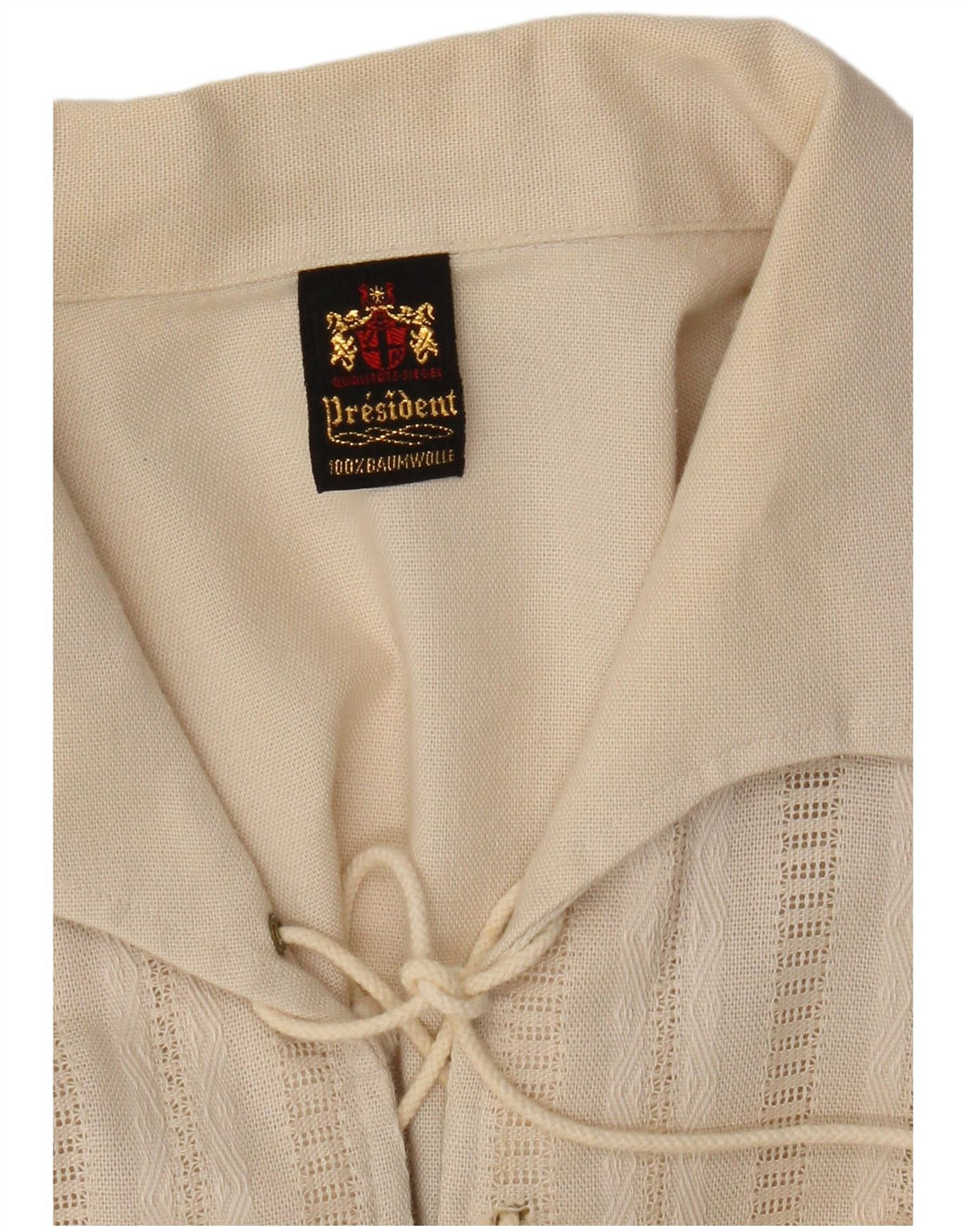 Camicia pullover vintage da uomo a maniche corte in cotone beige medio