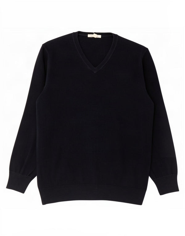Maglione da uomo con scollo a V Marks & Spencer grande in cotone blu navy