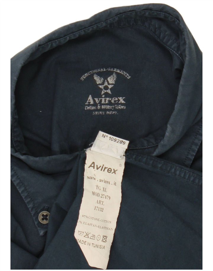 Camicia da uomo Avirex XL in cotone blu navy