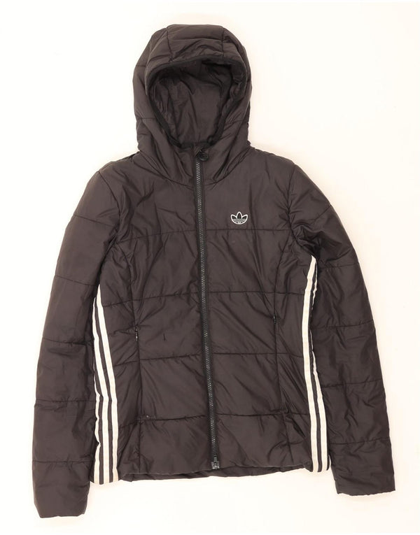 Giacca imbottita con cappuccio da donna Adidas UK 10 Small poliestere nero