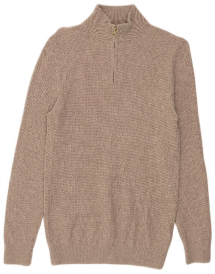 Maglione da uomo Reiss con zip e collo piccolo in lana merino beige