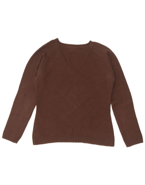 Maglione corto con scollo a V da donna Zara UK 12 Cotone marrone medio