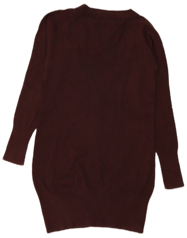 Maglione cardigan lungo da donna Zara UK 10 piccolo cotone marrone