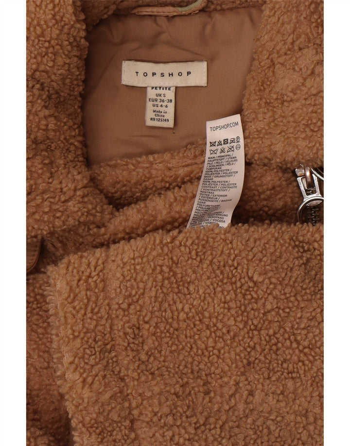Topshop Giacca da motociclista da donna Petite Teddy Bear UK 10 Small Marrone Poliestere