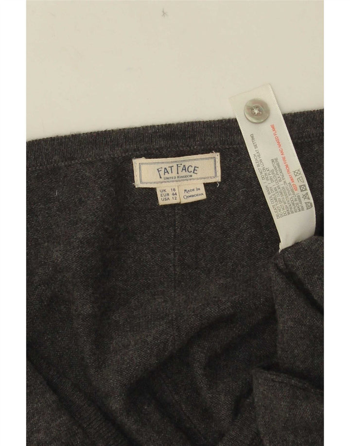 Maglione cardigan da donna Fat Face UK 16 grande lana grigia