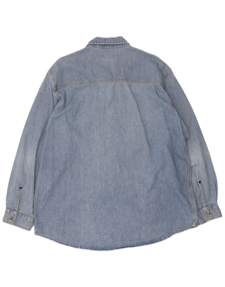 Camicia in denim vestibilità regolare da uomo Replay 2XL cotone blu
