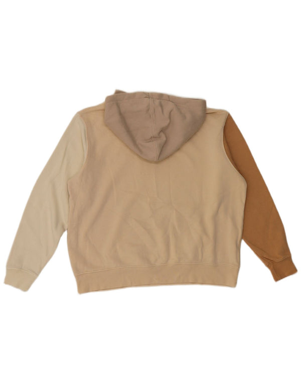 Maglia con cappuccio Nike da donna, vestibilità ampia, UK 14, cotone color block beige medio